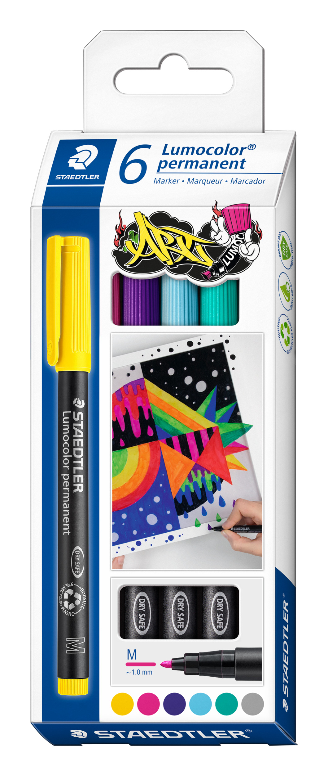 ΜΑΡΚΑΔΟΡΟΙ ΑΝΕΞΙΤΗΛΟΙ 6ΧΡΩΜΑΤΑ Μ LUMOCOLOR STAEDTLER